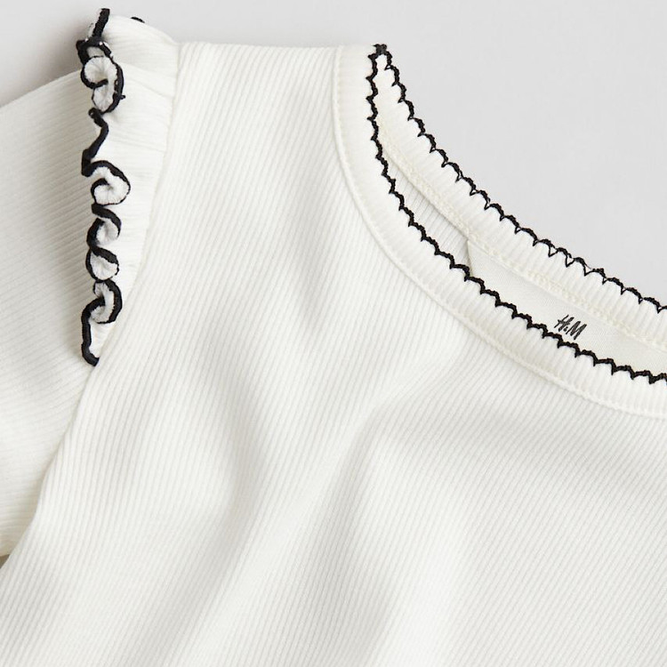 تیشرت کبریتی سفید برند H&M