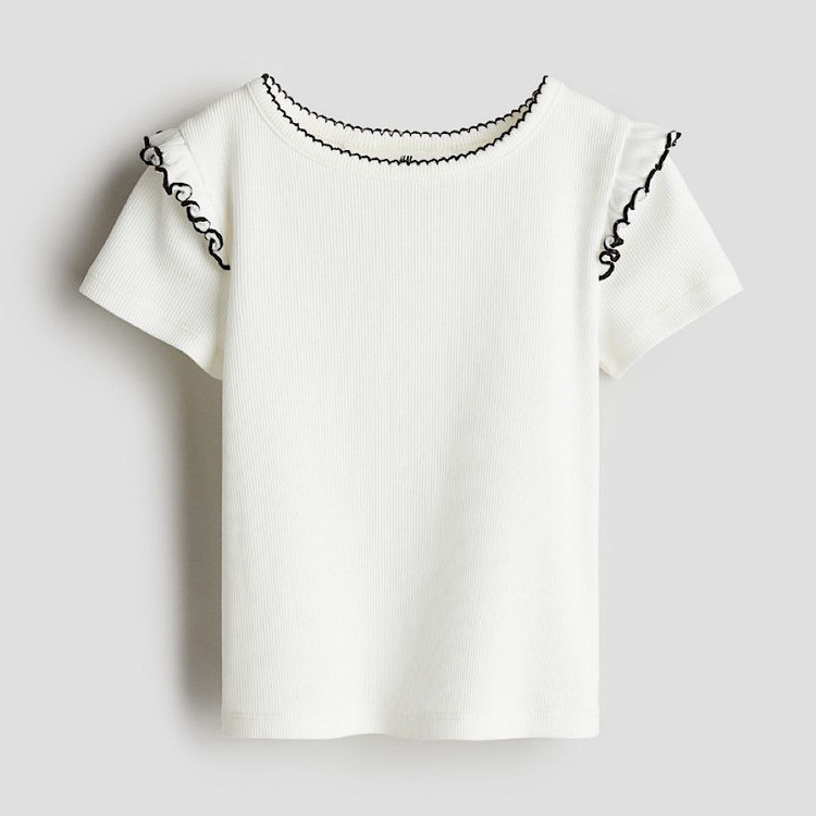 تیشرت کبریتی سفید برند H&M