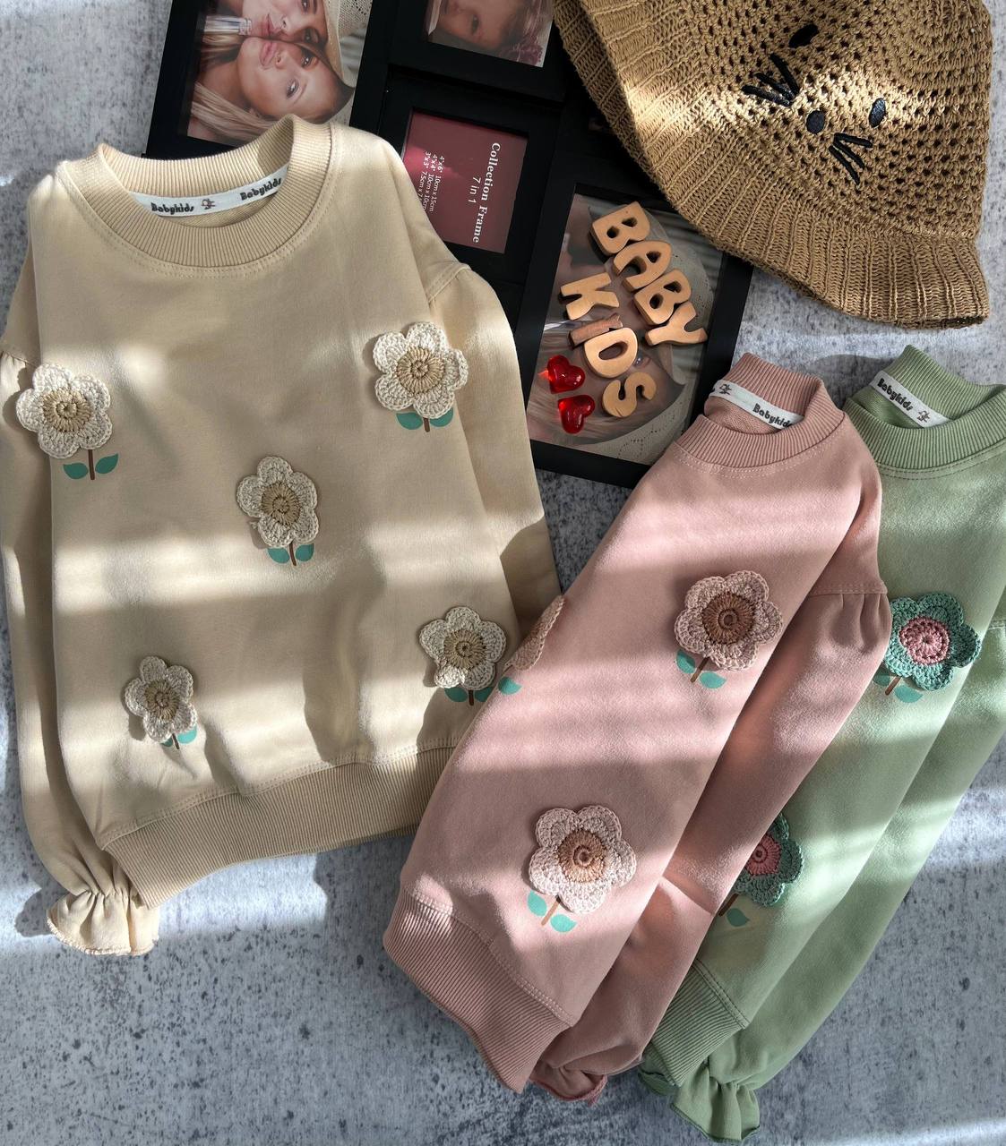 بلوز دورس گل بافتنی دخترانه